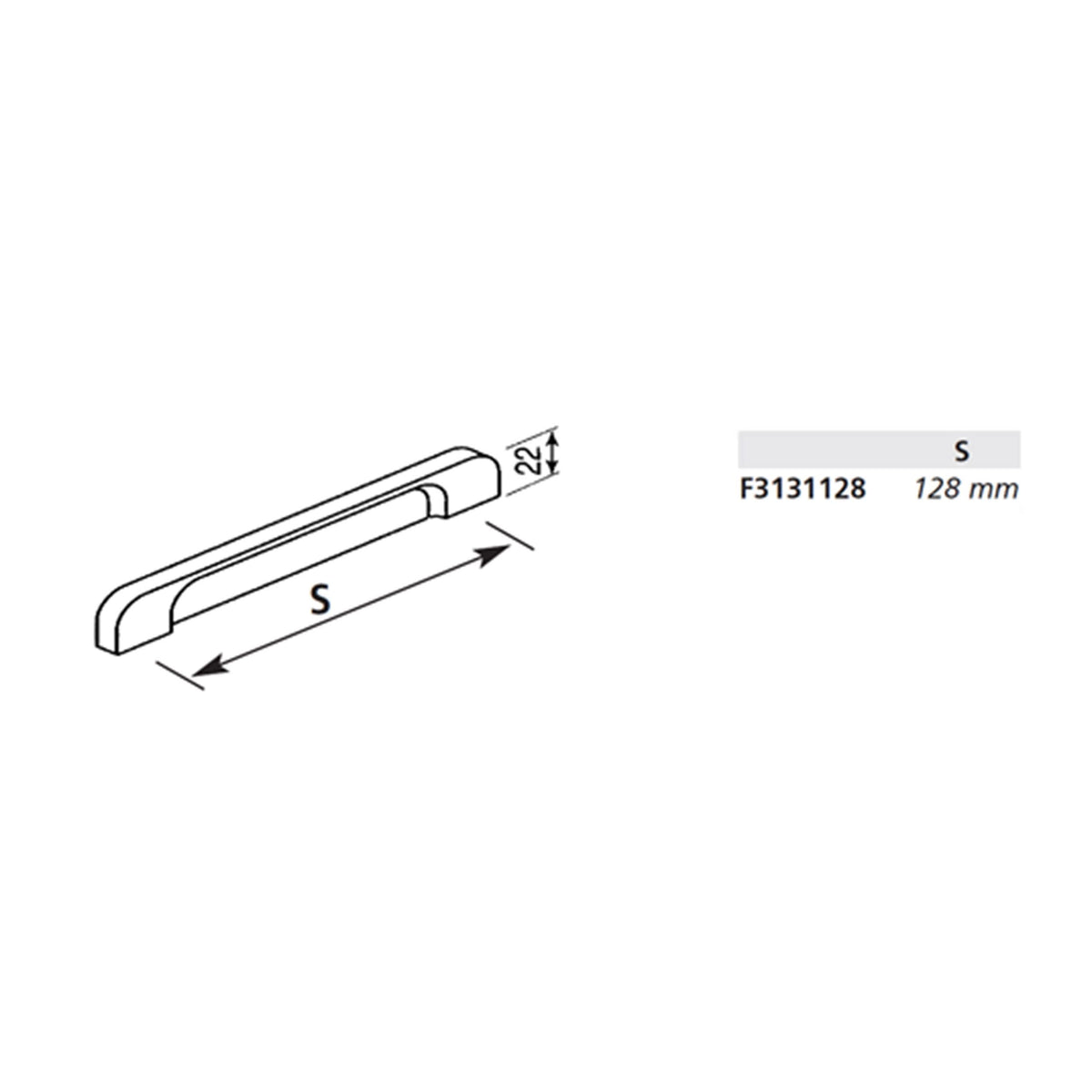 Starx meubelgreep aluminium 160 mm hart-op-hart (plat, afgerond) – detailaanzicht