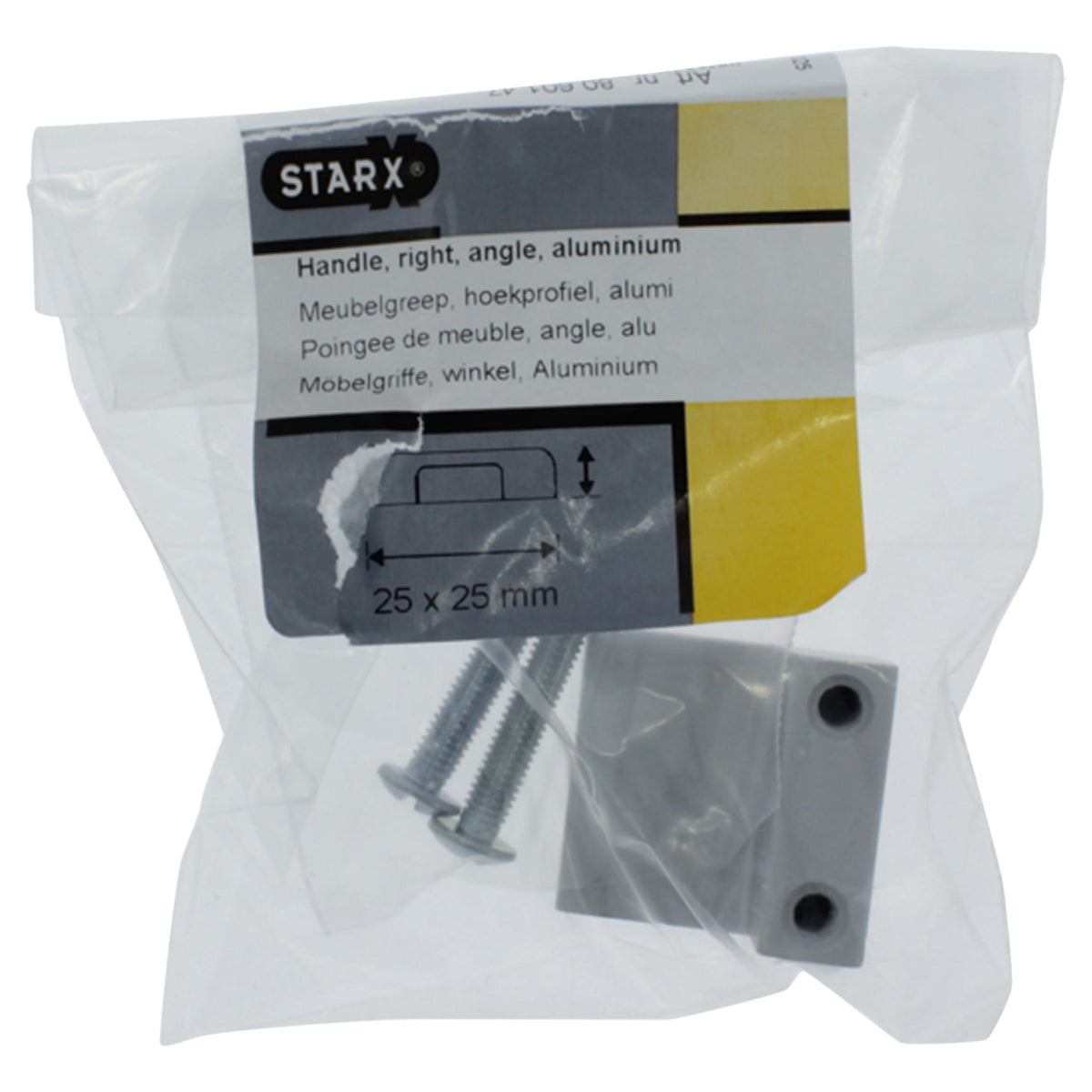 Starx meubelgreep hoekprofiel 16 mm aluminium – zijaanzicht