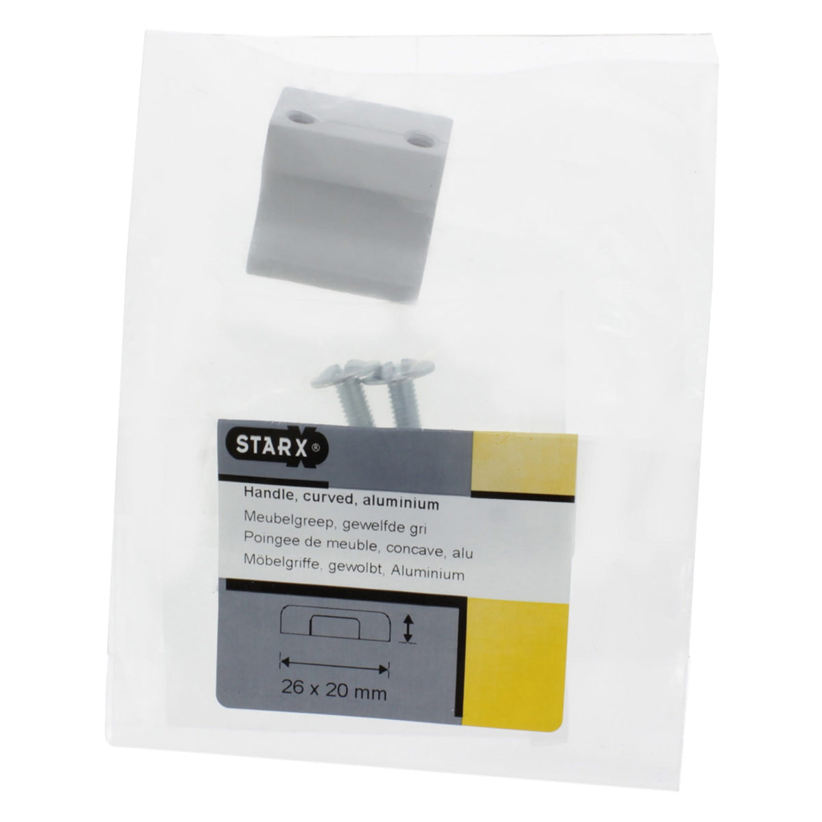 Starx meubelgreep aluminium Ø 16 mm (gewefelde grip) – montageaanzicht