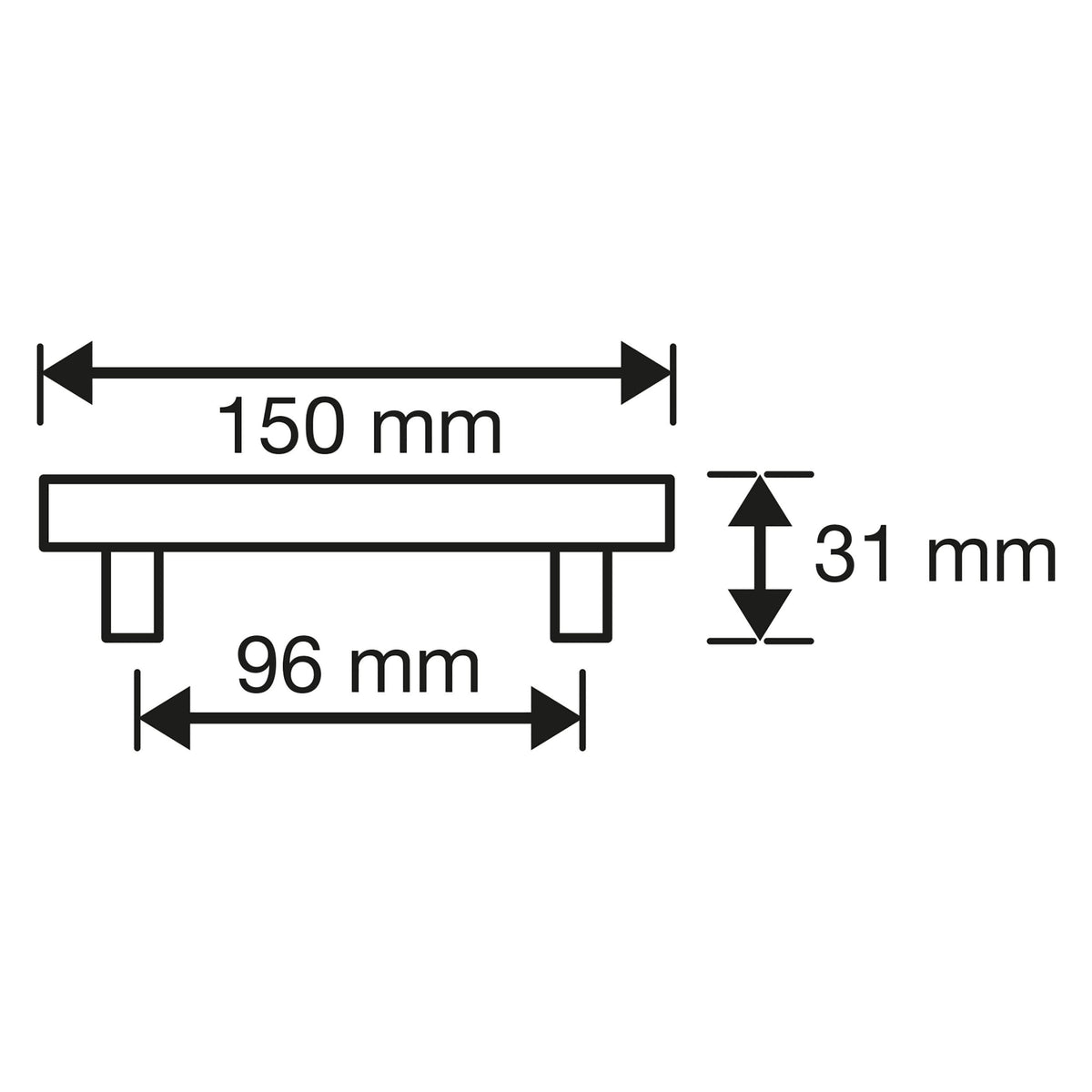 Starx meubelgreep mat zwart 12 x 96 x 150 mm – detailaanzicht