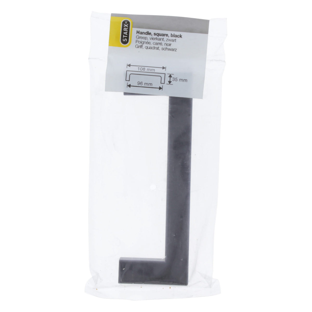 Starx meubelgreep vierkant 12 x 12 x 96 mm mat zwart – zijaanzicht