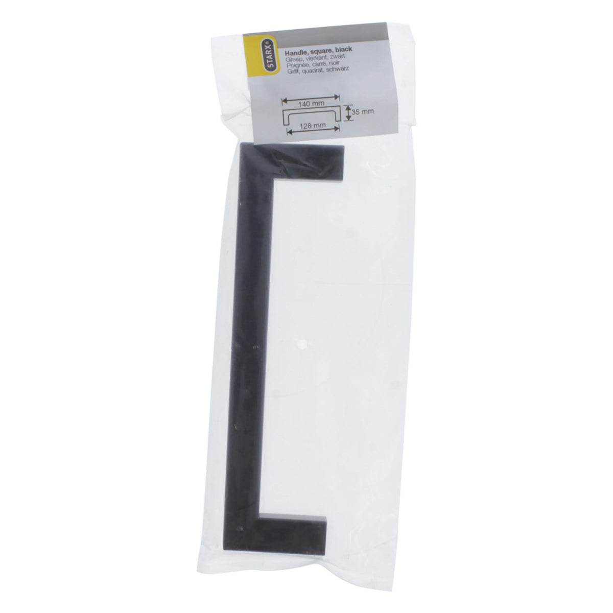Starx meubelgreep vierkant 12 x 12 x 128 mm mat zwart – zijaanzicht