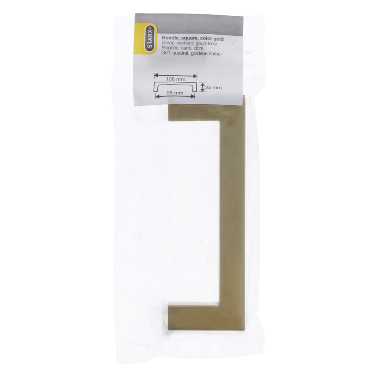 Starx meubelgreep vierkant 12 x 12 x 96 mm goud – zijaanzicht