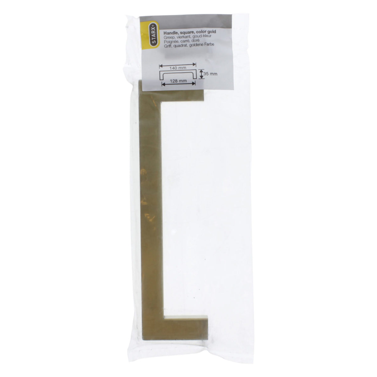 Starx meubelgreep vierkant 12 x 12 x 128 mm goud – zijaanzicht