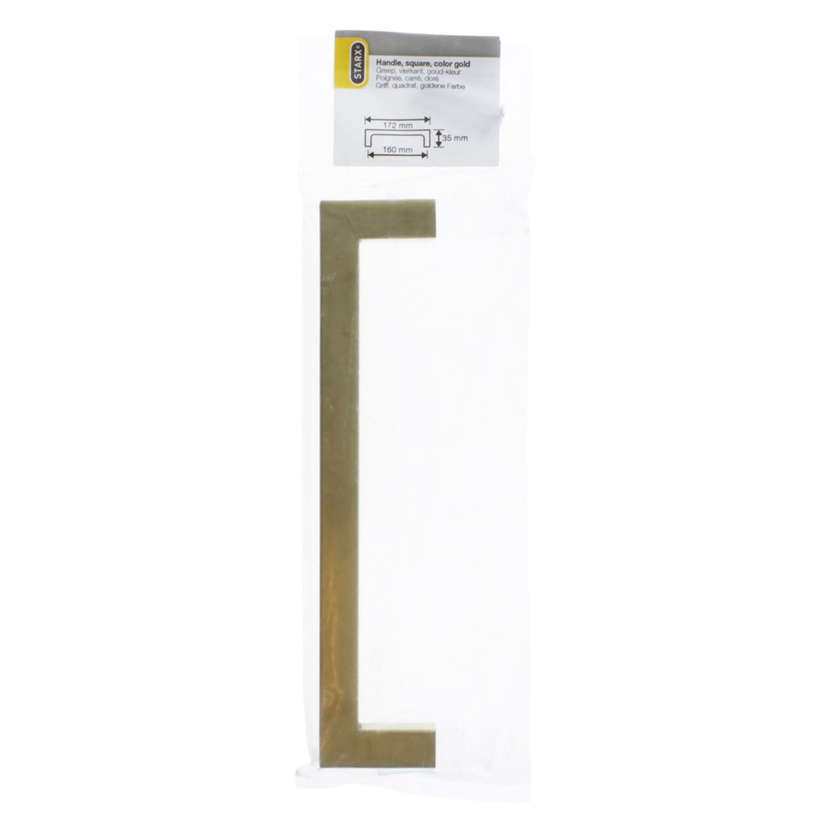 Starx meubelgreep vierkant 12 x 12 x 160 mm goud – zijaanzicht