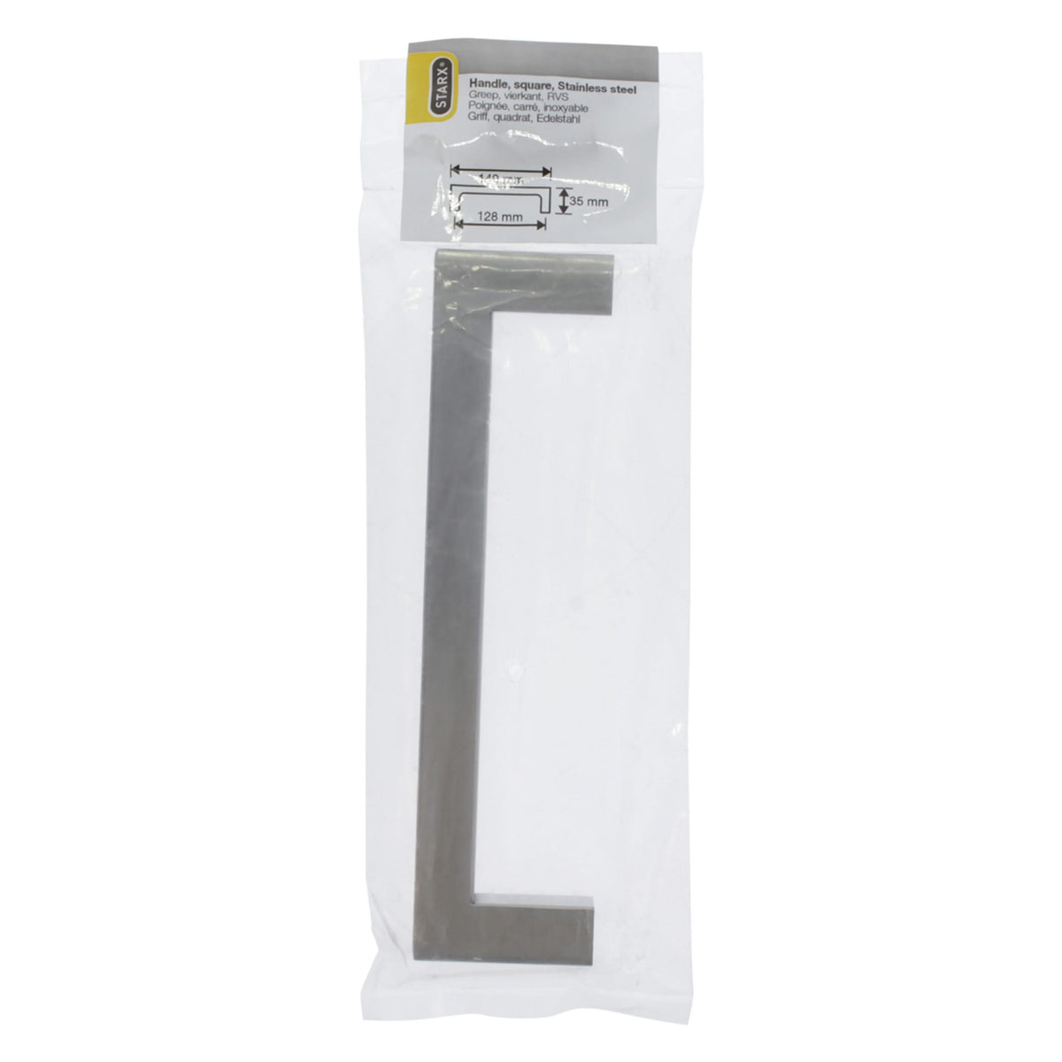 Starx meubelgreep vierkant 12 x 12 x 128 mm RVS (geborsteld) – zijaanzicht