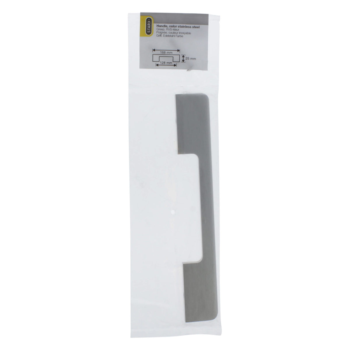 Starx meubelgreep 128 mm RVS - detail met maatvoering