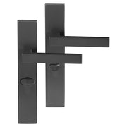 Differnz Tilburg deurkruk vierkant schild WC 63 mm gun metal – vooraanzicht
