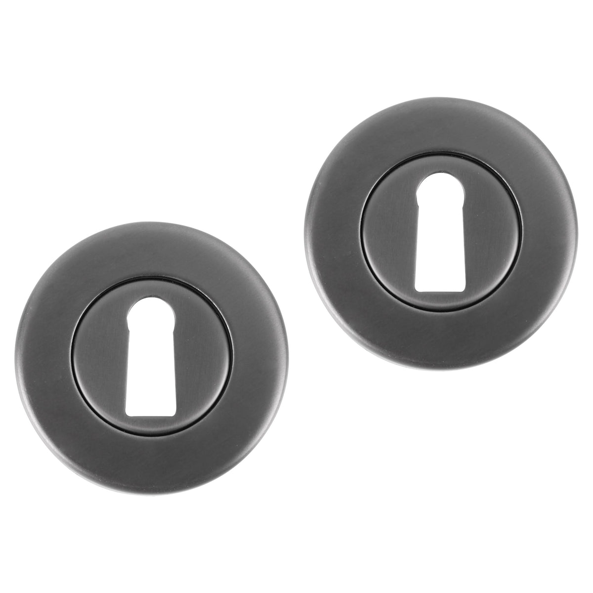 Differnz rozet met sleutelgat rond 53 mm gun metal – vooraanzicht