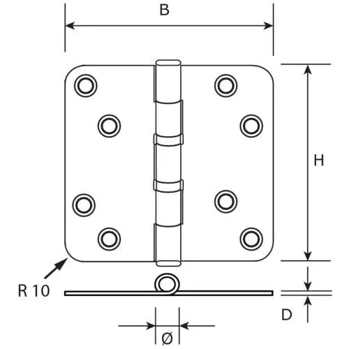 Dulimex kogellagerscharnier 76x76 mm zwart gelakt – variant
