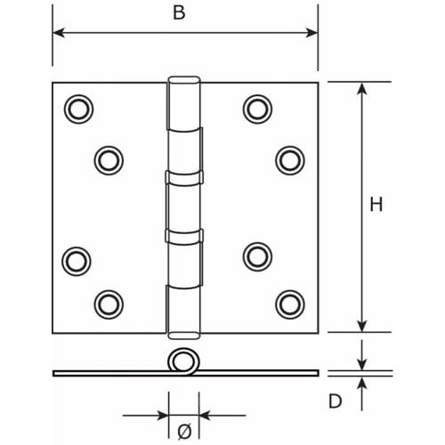 Dulimex kogellagerscharnier 89x89 mm zwart detail