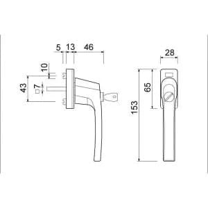 AMI draai-kiep raamgreep type 812 F1 aluminium - detail rozet