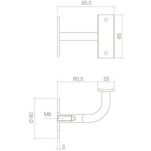 Intersteel leuninghouder gebogen vierkant hol zwart mat – detail