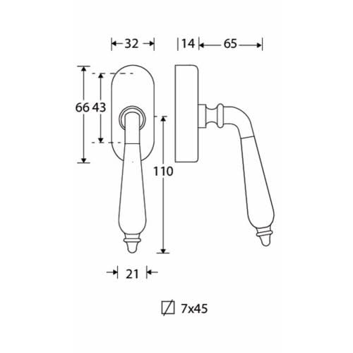 Artitec Mi Satori draaikiepgarnituur Antique Ebben in glans nikkel met ebbenhout – detail