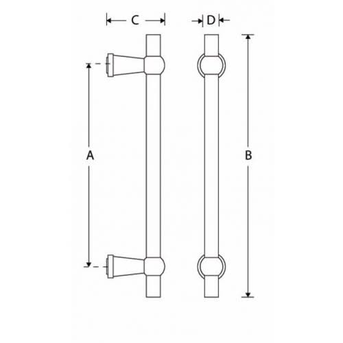 Artitec meubelgreep Chemin de Fer 304 mm messing antiek detail