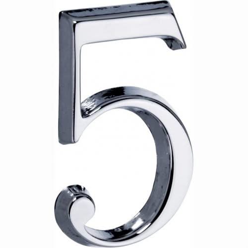 Artitec Mi Satori huisnummer 5 Roman 50mm glans chroom - vooraanzicht