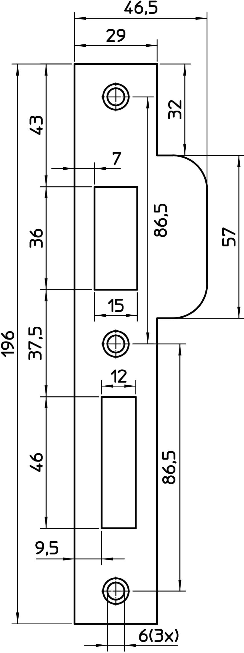 Nemef sluitplaat p4139/17 rvs toepassingstekening slottype 4139