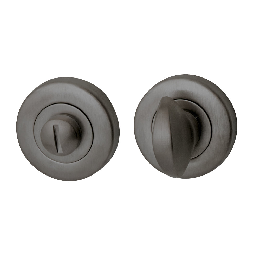 Hard Brass WC-Rosette 8 mm Artax in PVD Gun Metal, Vorderansicht