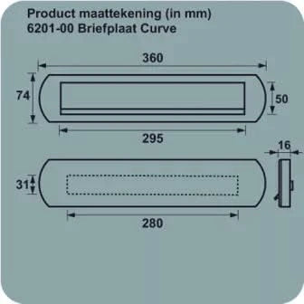 AXA Curve briefplaat aluminium naturel (geanodiseerd geslepen F1) - inwerp-opening