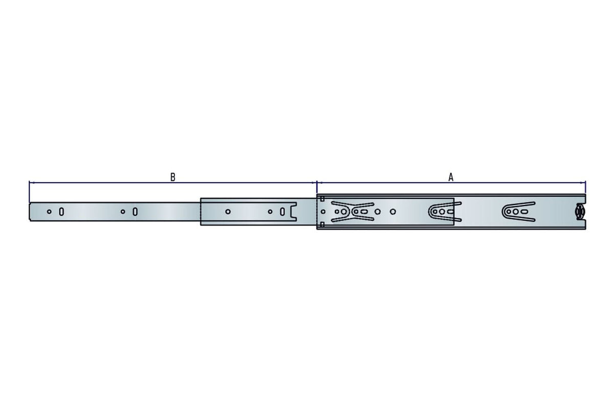 Ladegeleiders push-to-open 40 kg 50 cm (set van 2) – zijaanzicht