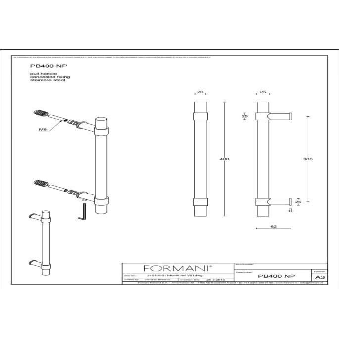 Formani PB400 NP Deurgreep wit, detail