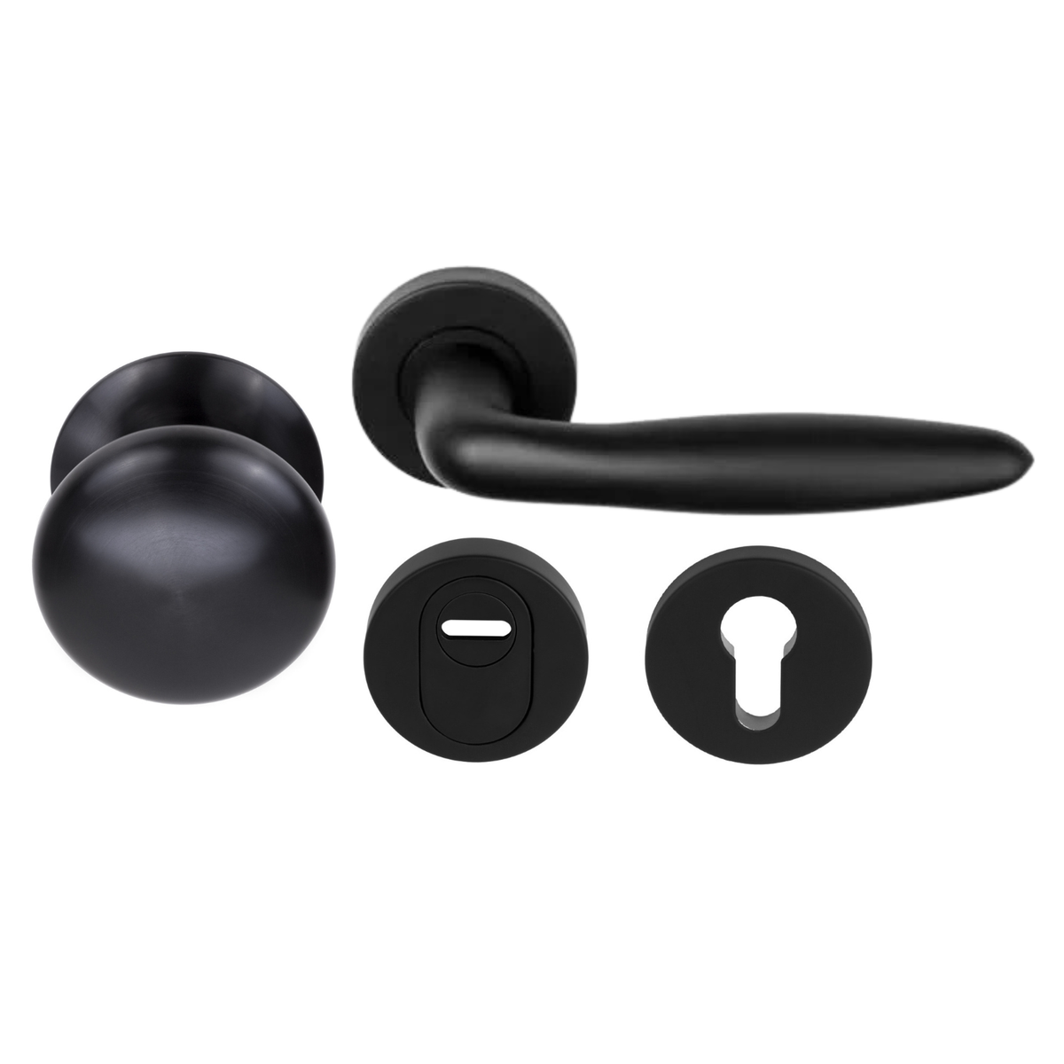 Formani voordeurset knop/kruk mat zwart SKG3 LB18H – vooraanzicht