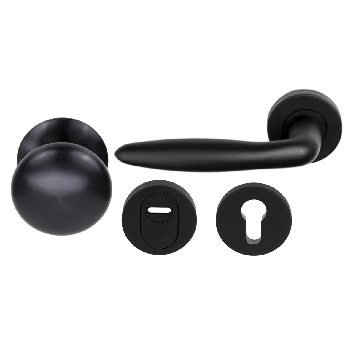 Formani voordeurset knop/kruk mat zwart SKG3 LB18H – zijaanzicht