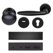 Formani Complete Voordeurset knop/kruk Mat Zwart LB18H – vooraanzicht