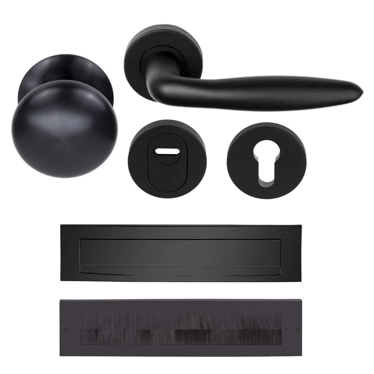 Formani Complete Voordeurset knop/kruk Mat Zwart LB18H – detailweergave