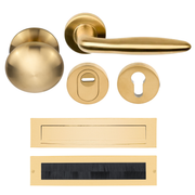 Formani Complete Voordeurset knop/kruk Mat Goud PVD LB18H SKG3 – vooraanzicht