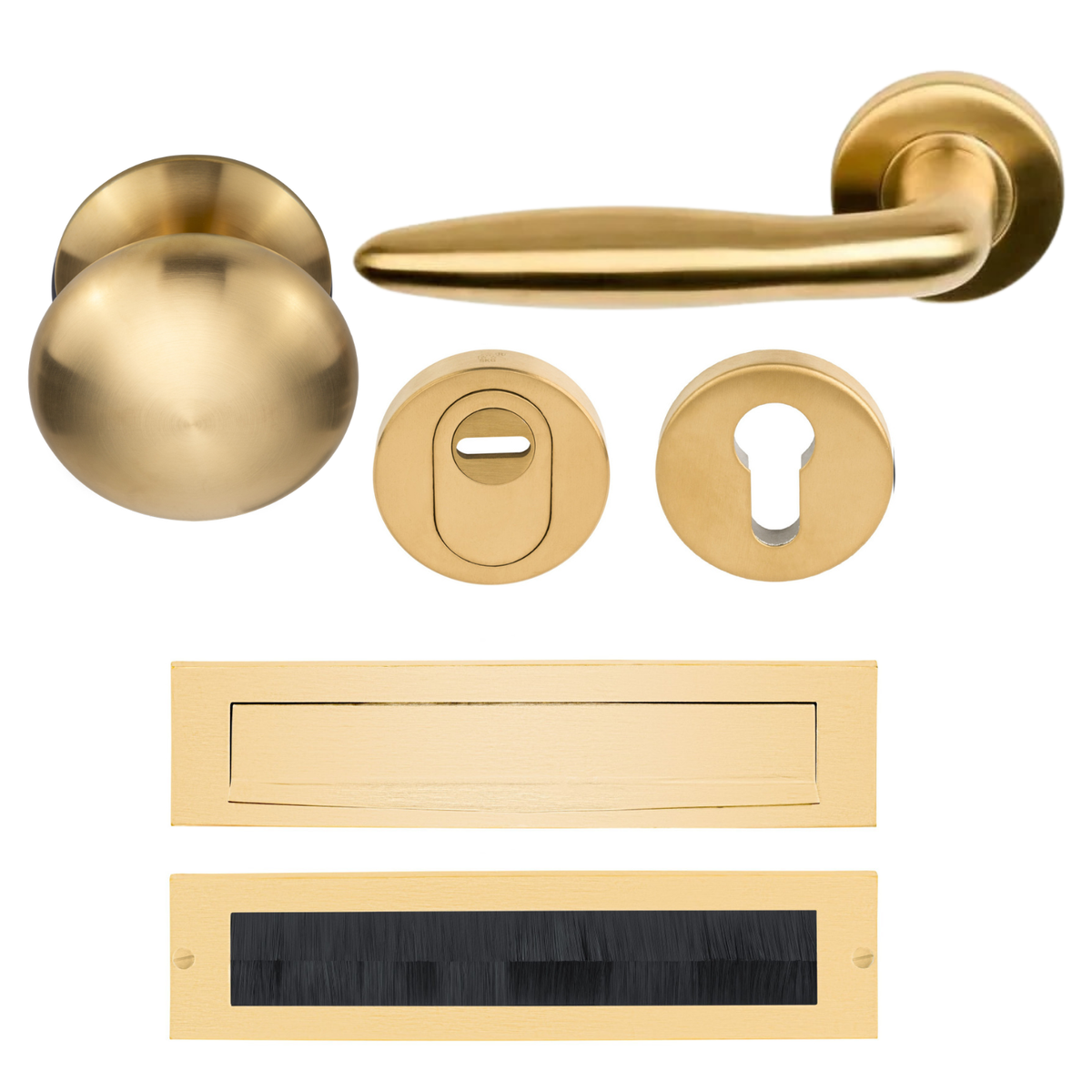 Formani Complete Voordeurset knop/kruk Mat Goud PVD LB18H SKG3 – detailweergave