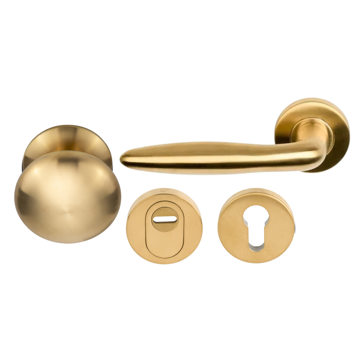 Formani voordeurset knop/kruk PVD mat goud SKG*** LB18H – detail