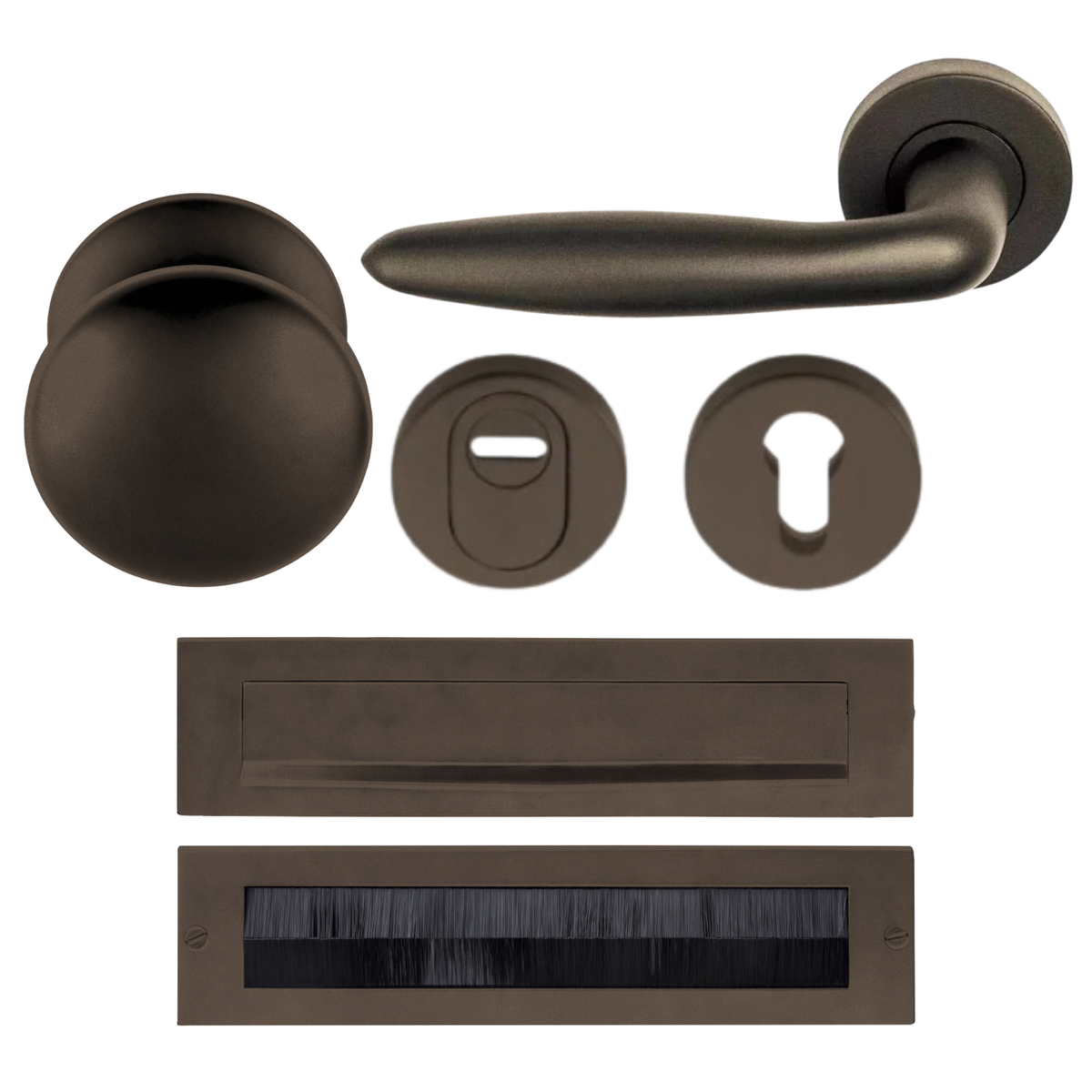 Formani complete voordeurset knop/kruk brons SKG3 LB18H – gemonteerd