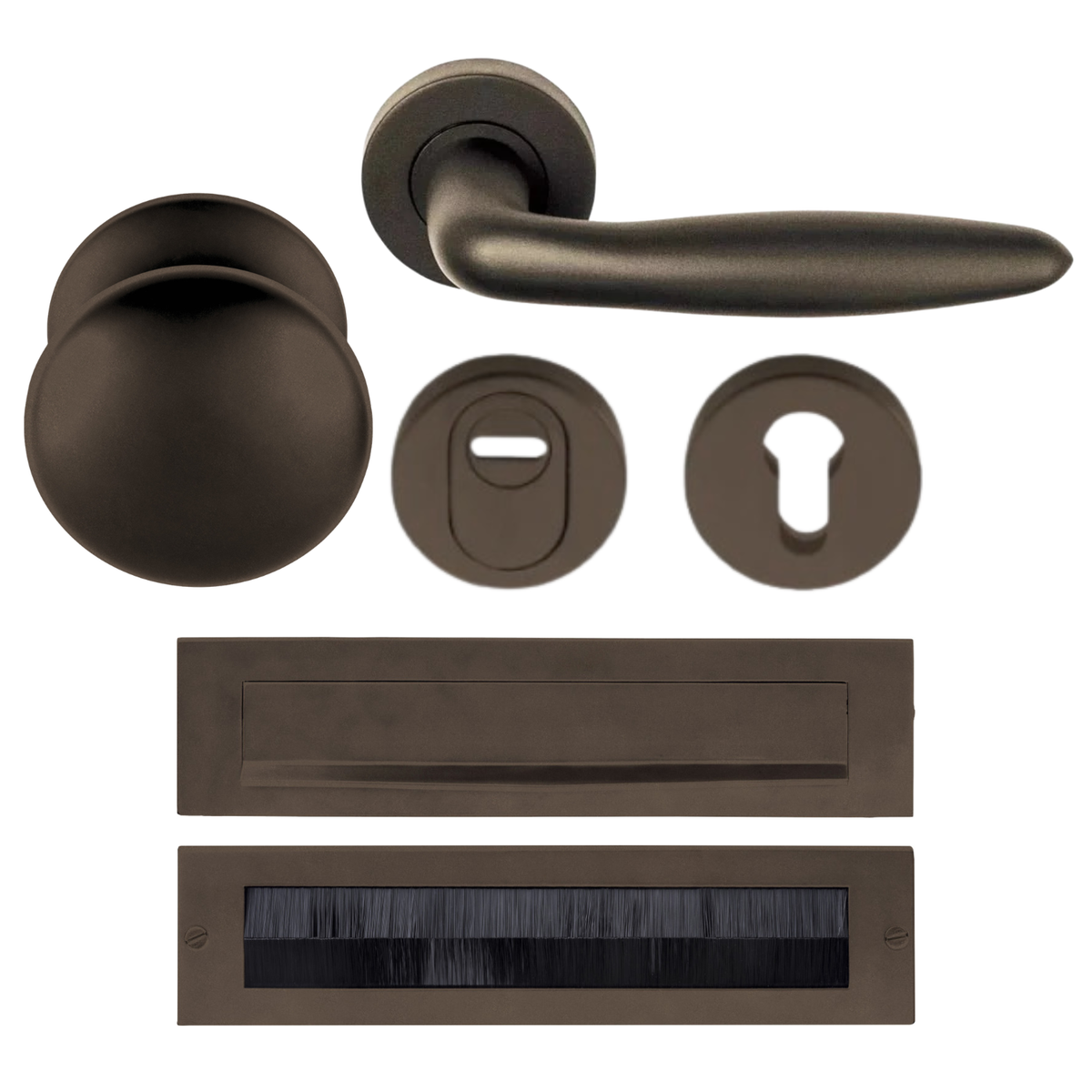 Formani complete voordeurset knop/kruk brons SKG3 LB18H – vooraanzicht