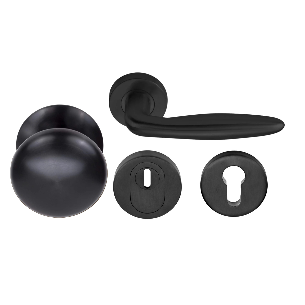 Formani voordeurset knop/kruk zwart PVD SKG3 LB18H – vooraanzicht