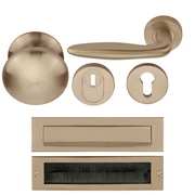 Formani Complete Voordeurset knop/kruk Licht Brons PVD LB18H SKG3 – vooraanzicht