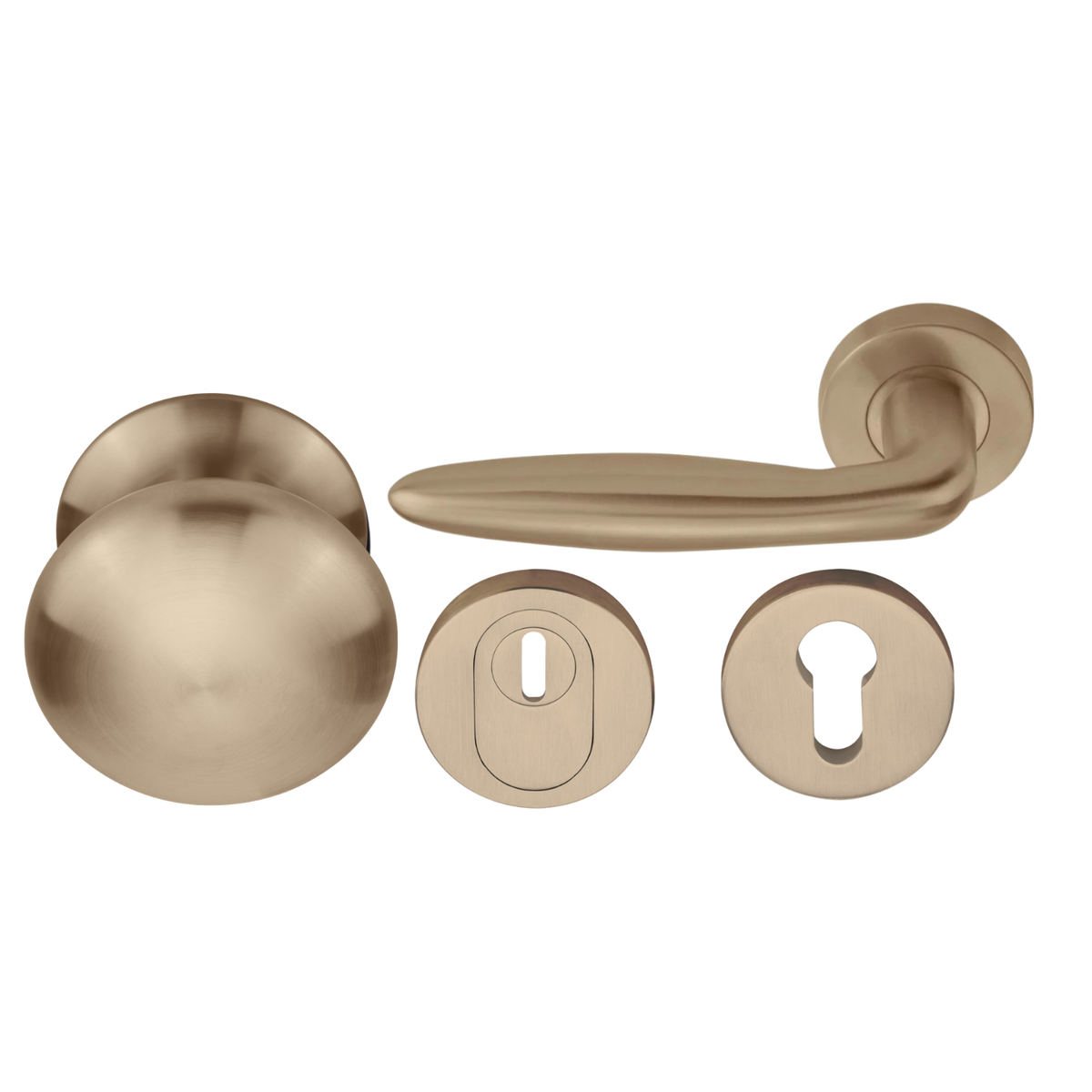 Formani voordeurset knop/kruk PVD licht brons SKG*** LB18H – detail