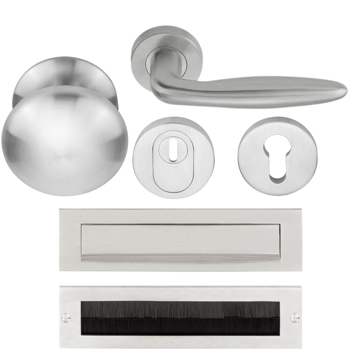 Formani Complete Voordeurset knop/kruk RVS Geborsteld LB18H SKG3 – vooraanzicht