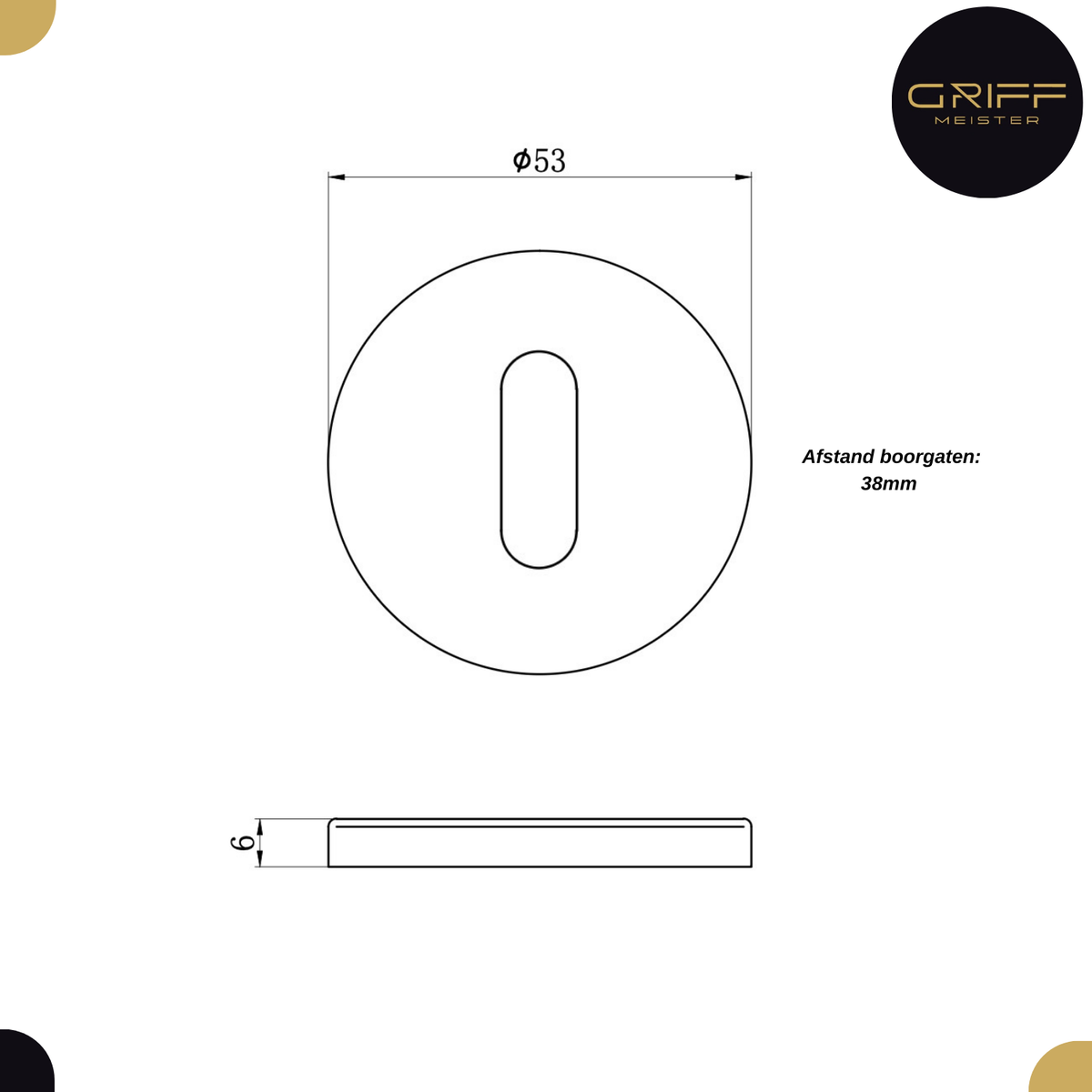 Griff Meister Sleutelrozet 53mm 6mm Dik RVS – afbeelding 3