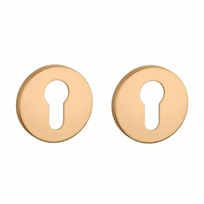 Aprile Premium profielcilinderrozet rond Ø 52 mm goud mat – vooraanzicht