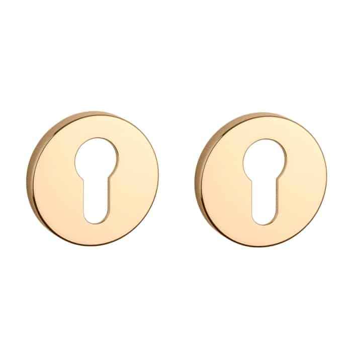 Aprile Premium profielcilinderrozet rond Ø 52 mm goud gepolijst – vooraanzicht