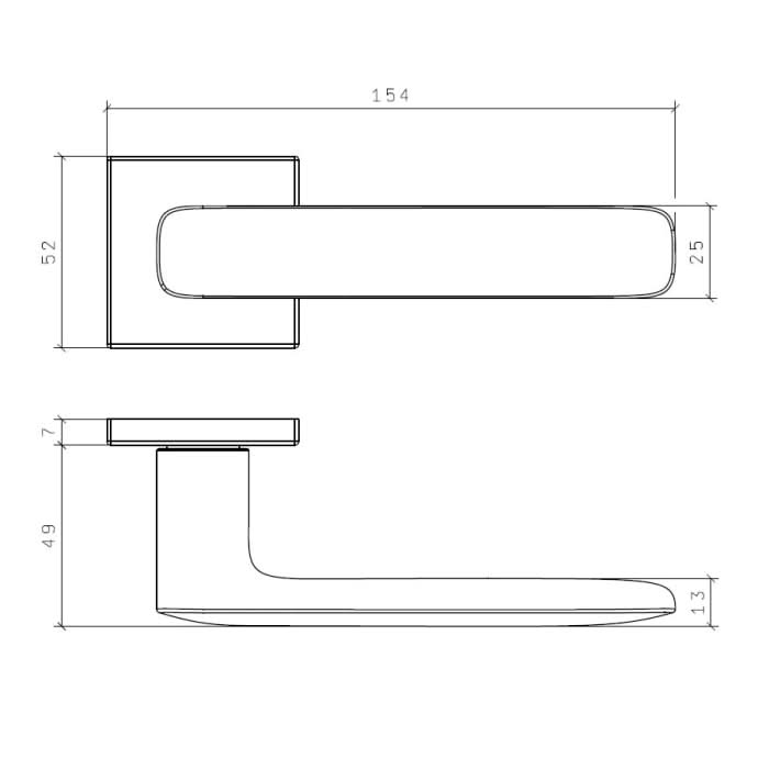 Aprile deurkruk Stella – technische tekening met maatvoering