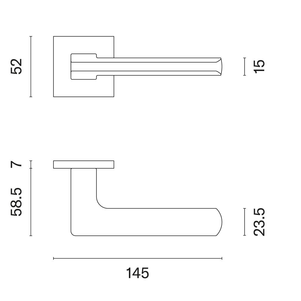 Aprile deurkruk Yuka – technische tekening met maatvoering