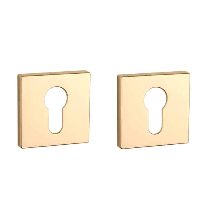 Aprile Comfort profielcilinderrozet vierkant 53 x 53 mm goud gepolijst – vooraanzicht