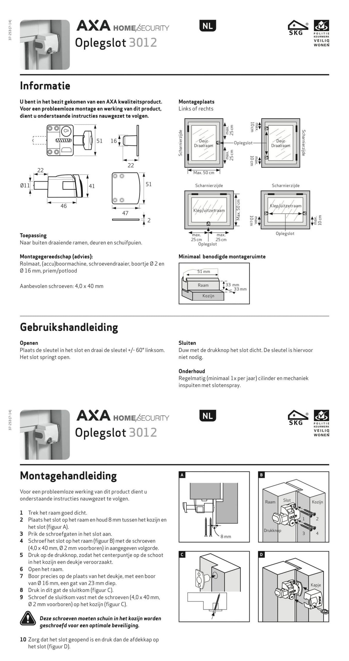 AXA oplegslot Cilinder buitendraaiend Aluminium SKG1 close-up