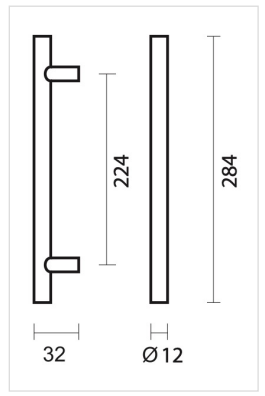 HDD Pro meubelgreep T-model technische maattekening