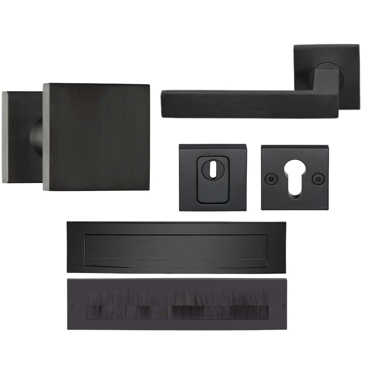 Formani | Complete Voordeurset | knop/kruk | Zwart PVD BSQ2 | SKG3 - Deurbeslag-expert
