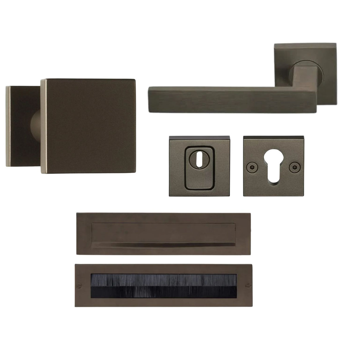 Formani complete voordeurset knop/kruk Brons BSQ2 SKG3 – vooraanzicht