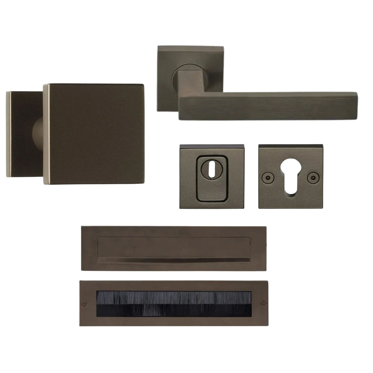 Formani | Complete Voordeurset | knop/kruk | Brons BSQ2 | SKG3 - Deurbeslag-expert