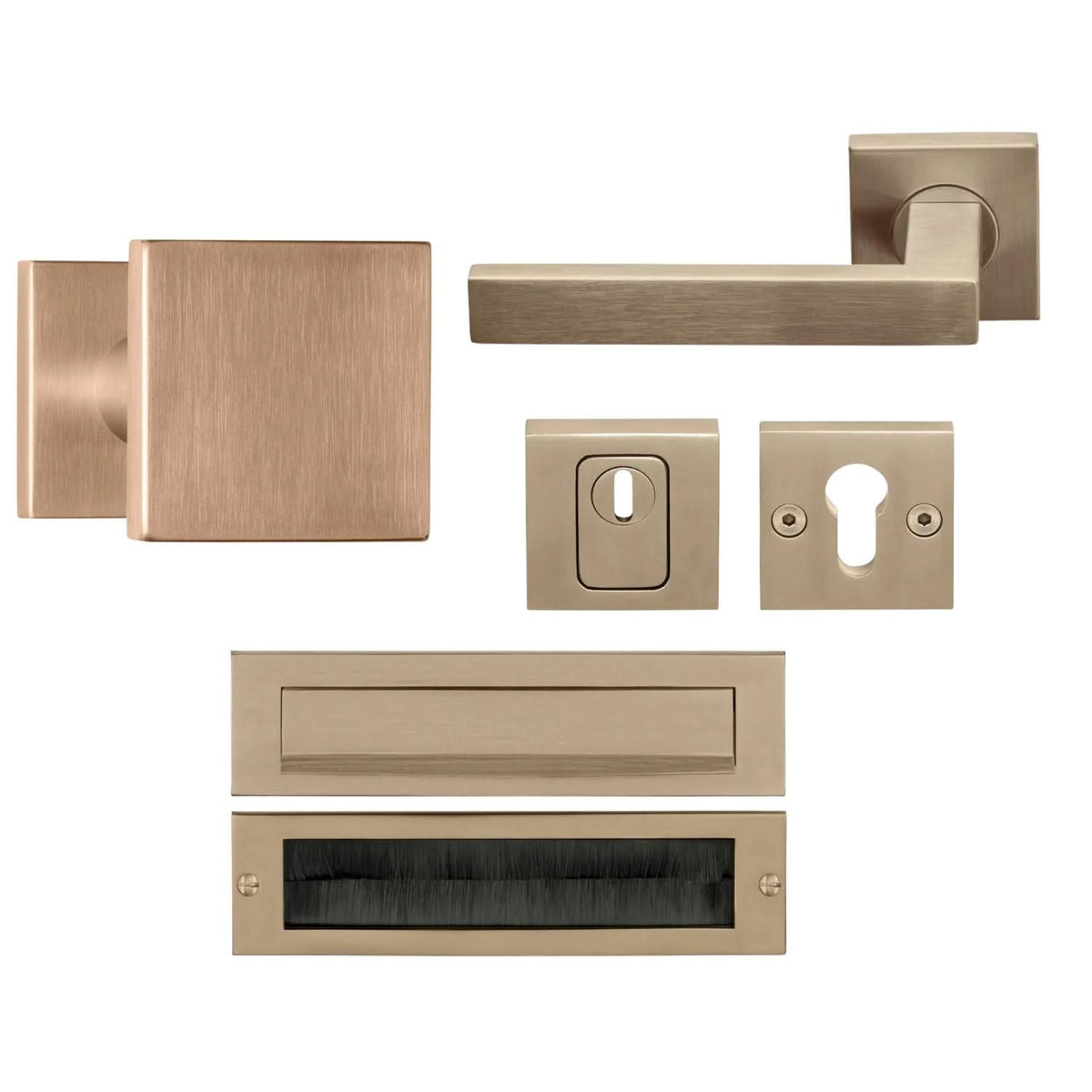 Formani complete voordeurset knop/kruk Licht Brons BSQ2 SKG3 – vooraanzicht